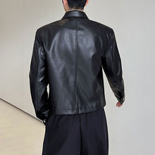 Load image into Gallery viewer, Button Cropped PU Leather Jacket
