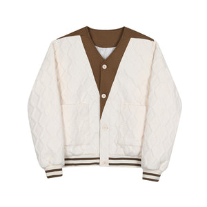 Embossed Button Baseball Jacket