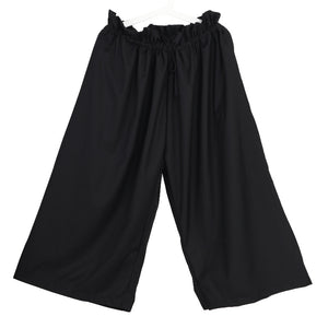 Black Elastic Waist Wide-leg Pants