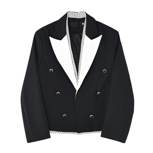 Black And White Contrast Panel Blazer