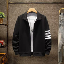 Load image into Gallery viewer, Four Bar Stripes Contrast Lapel Cardigan
