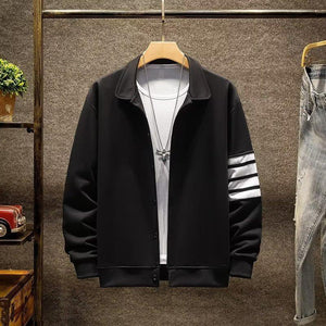 Four Bar Stripes Contrast Lapel Cardigan