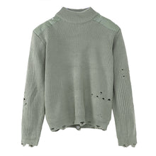 Load image into Gallery viewer, Hole Design Stitching Shoulder Pad Sweater
