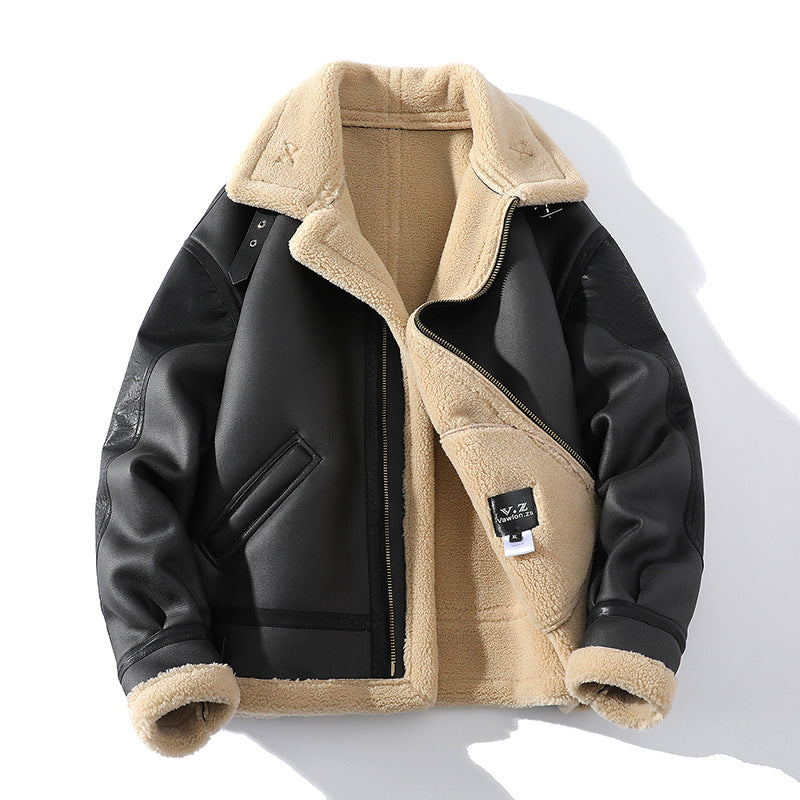 Fleece Thickened Stitching Integrated Lapel Jacket