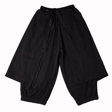 Load image into Gallery viewer, Black Cropped Casual Hakama Pants
