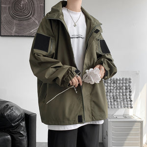 Hooded Solid Loose Relaxed Jacket