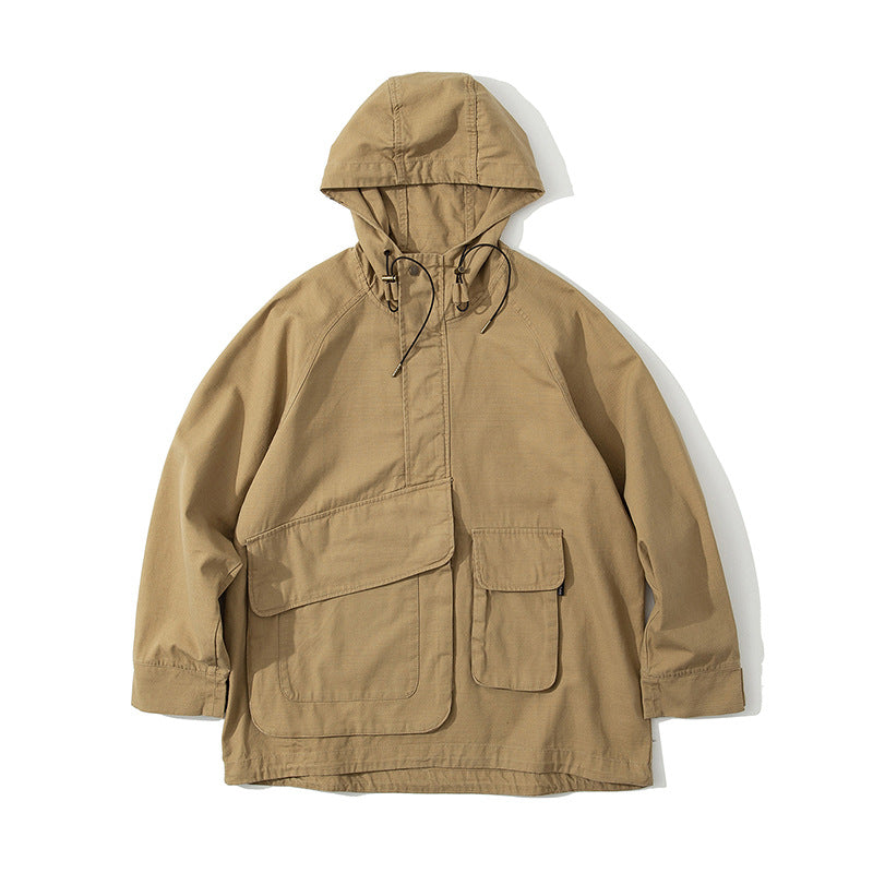 Multi-pocket Hooded Cargo Jacket