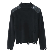 Load image into Gallery viewer, Hole Design Stitching Shoulder Pad Sweater
