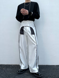 Black White Contrast Casual Pants