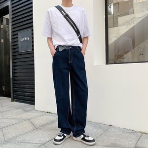 Irregular Contrast Straight-leg Jeans