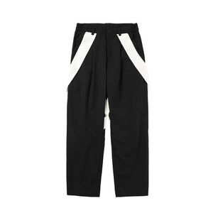 Black And White Contrast Tie Irregular Pants