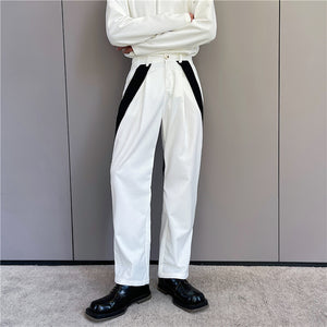 Black And White Contrast Tie Irregular Pants