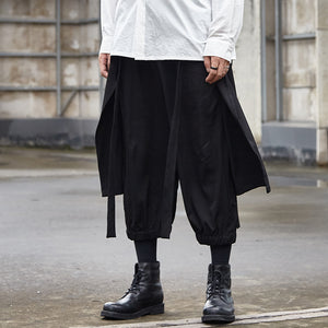 Black Cropped Casual Hakama Pants