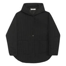 Load image into Gallery viewer, Hooded Button Black Coat
