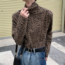 Load image into Gallery viewer, Men&#39;s Leopard Print Turtleneck T-shirt
