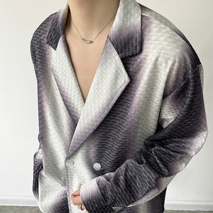 Gradient Sequins Suit Collar Shirt