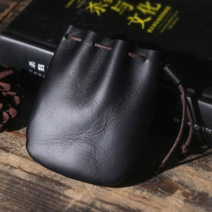 Handmade Leather Coin Drawstring Wallet