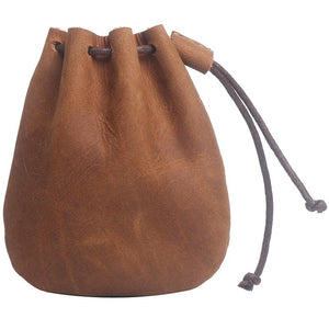 Handmade Leather Coin Drawstring Wallet