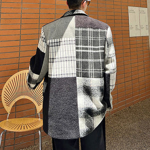 Black and White Paneled Plaid Blazer