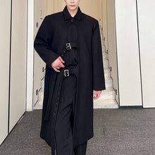 Load image into Gallery viewer, Dark Metal Buckle Lace-Up Mid-Length Coat
