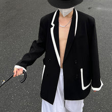 Load image into Gallery viewer, Black And White Contrasting Color Patchwork Blazer
