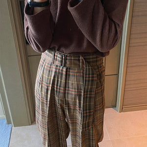 Autumn Plaid Straight Loose Casual Pants