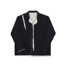 Load image into Gallery viewer, Colorblock Single Breasted Frayed Jackets
