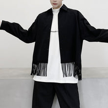 Load image into Gallery viewer, Black Fringed Cropped Lapel Jacket
