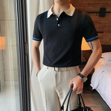 Load image into Gallery viewer, Contrast Lapel Knit Polo Shirt
