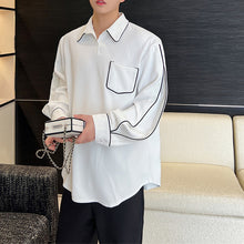 Load image into Gallery viewer, Contrast Covered Pullover Lapel Long Sleeve Shirt
