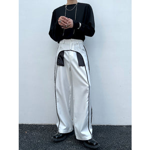 Black White Contrast Casual Pants