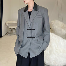 Load image into Gallery viewer, Autumn Retro Buckle Collar Grey Blazer
