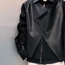 Load image into Gallery viewer, Irregular Wool and Leather Panel Jacket
