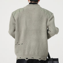 Load image into Gallery viewer, Hole Design Stitching Shoulder Pad Sweater
