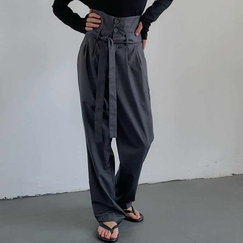 High Waist Mopping Casual Trousers