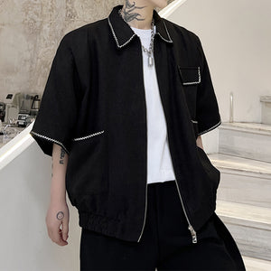 Lapel Short Sleeve Jacket