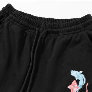 Fish Embroidery Five Points Sports Pants