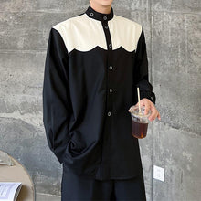 Load image into Gallery viewer, Asymmetric Stand Collar Contrasting Color Long Sleeve Shirt
