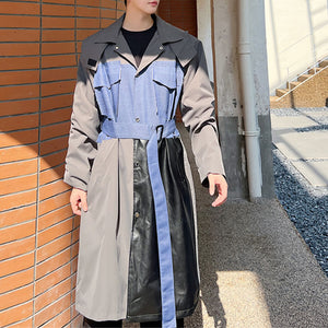 Fabric Patchwork Mid-length Trench Coat