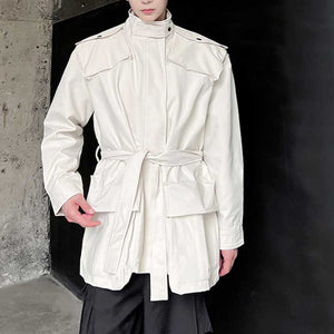 Large Pocket Lapel Belt Trench Jacket