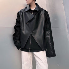 Load image into Gallery viewer, Irregular Wool and Leather Panel Jacket
