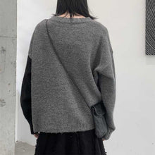 Load image into Gallery viewer, Dark Irregular Color Matching Knit Cardigan
