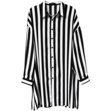 Load image into Gallery viewer, Draped Striped Loose Mid Shirt
