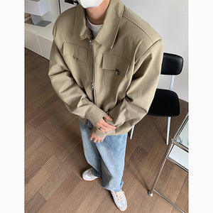 Autumn Solid Color Zip Short Jacket