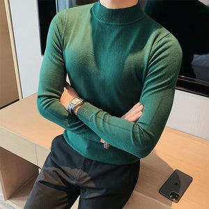 British Half Turtleneck Long Sleeve Sweater