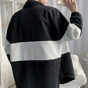 Color Contrast Paneled Knit Jacket