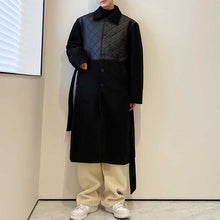 Load image into Gallery viewer, Diamond Lattice Stitching Thickened Long Trench Coat
