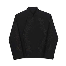 Load image into Gallery viewer, Embroidered Stand Collar Bias Placket Jacket
