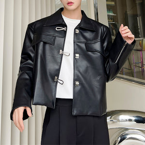 Metal Design PU Leather Jacket