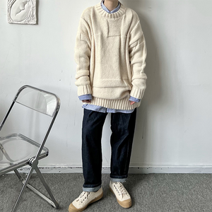 Loose Deconstructed Crewneck Sweater